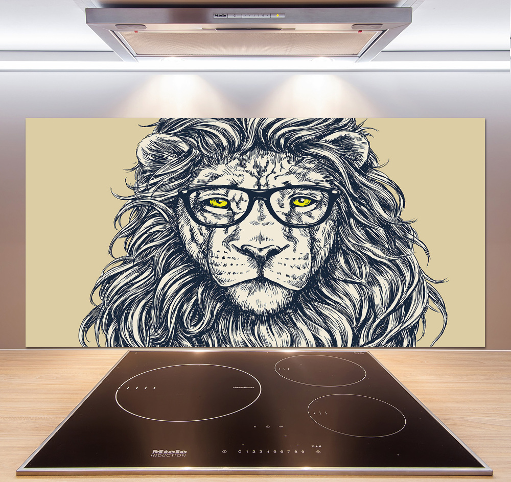 Crédence en verre trempé Lion hipster