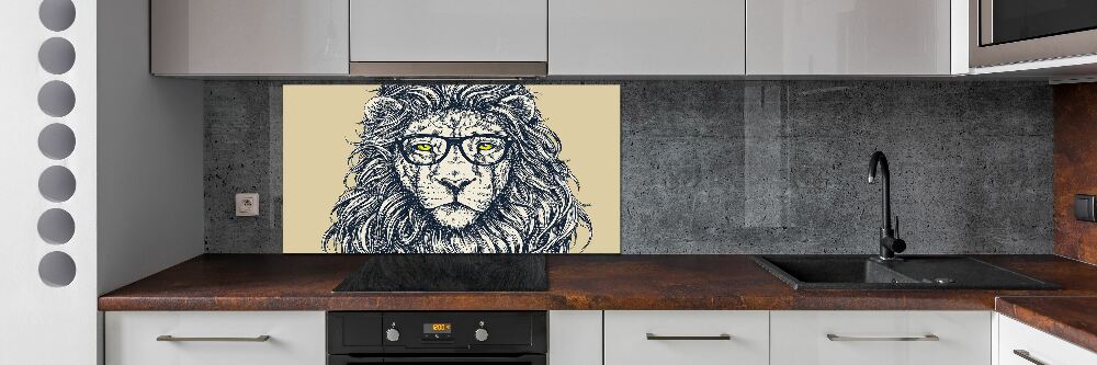 Crédence en verre trempé Lion hipster