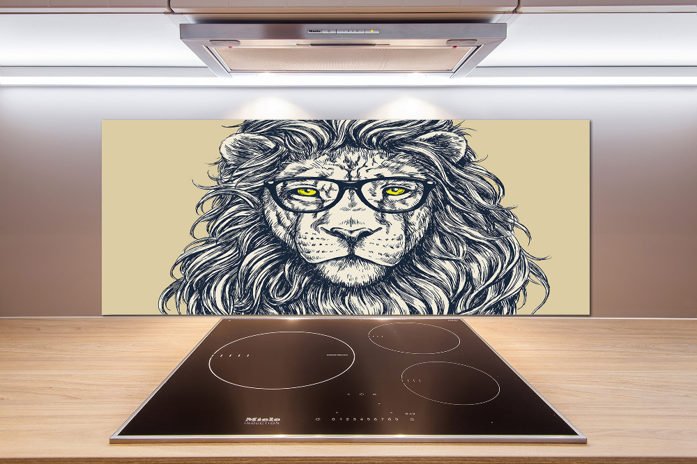 Crédence en verre trempé Lion hipster