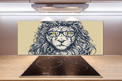 Crédence en verre trempé Lion hipster