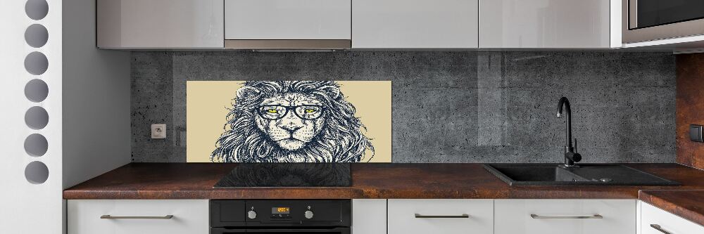 Crédence en verre trempé Lion hipster