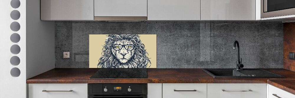 Crédence en verre trempé Lion hipster