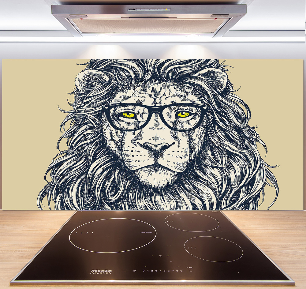 Crédence en verre trempé Lion hipster