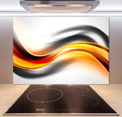 Panneau crédence cuisine Abstraction vagues orange