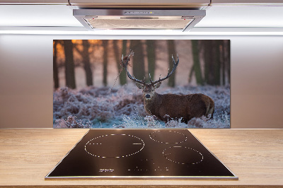 Crédence en verre avec motif Cerf à l'aube