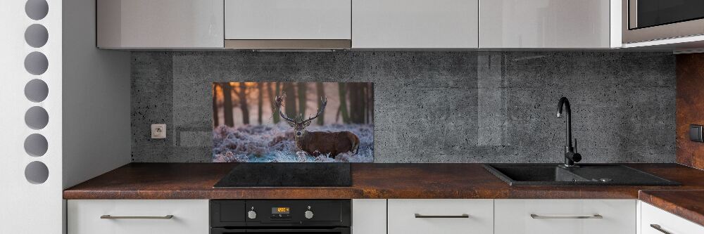 Crédence en verre avec motif Cerf à l'aube