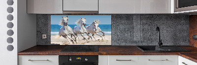 Crédence en verre Plage de chevaux blancs