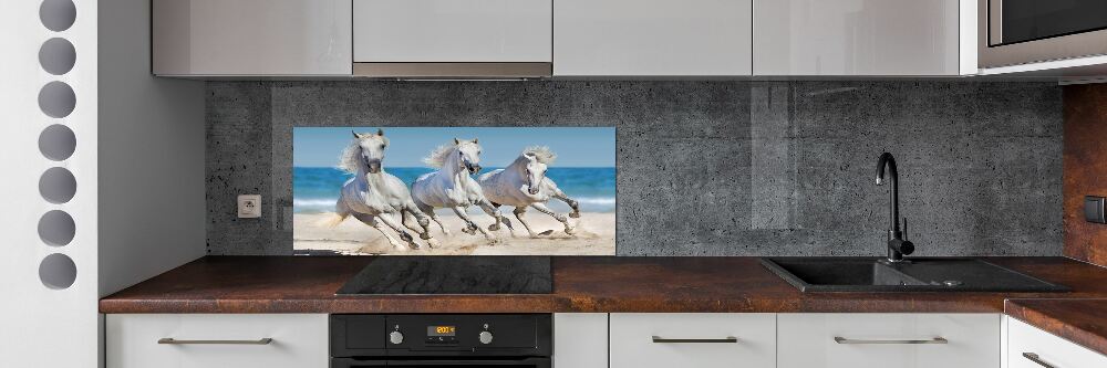 Crédence en verre Plage de chevaux blancs