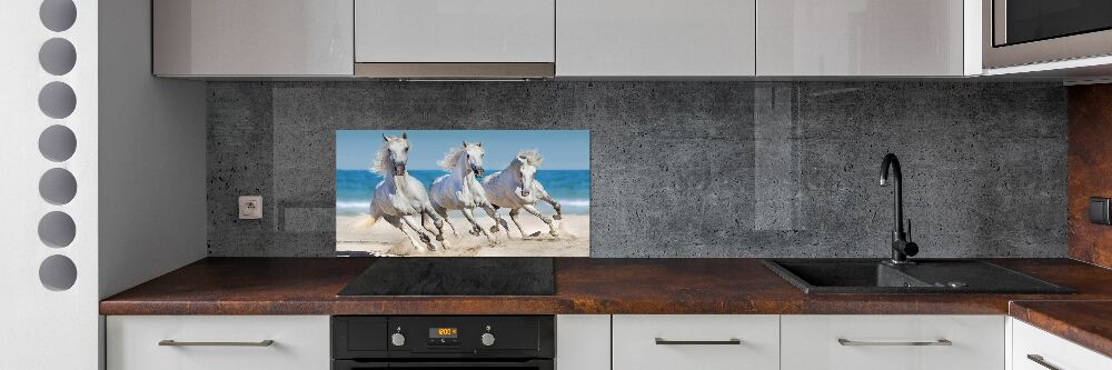 Crédence en verre Plage de chevaux blancs