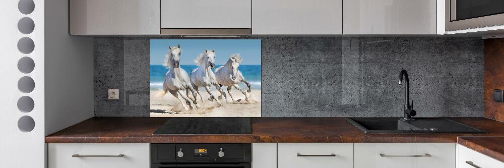 Crédence en verre Plage de chevaux blancs