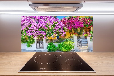 Crédence cuisine en verre trempé Maison avec bougainvilliers