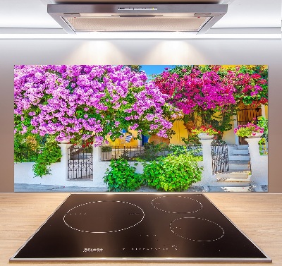 Crédence cuisine en verre trempé Maison avec bougainvilliers