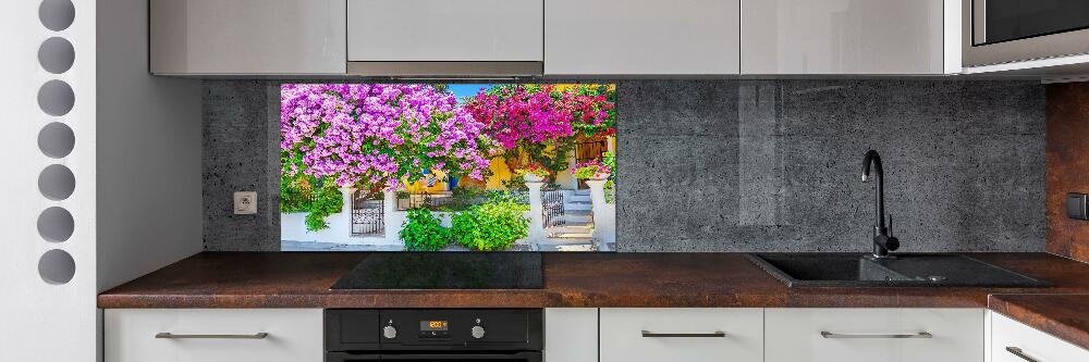 Crédence cuisine en verre trempé Maison avec bougainvilliers