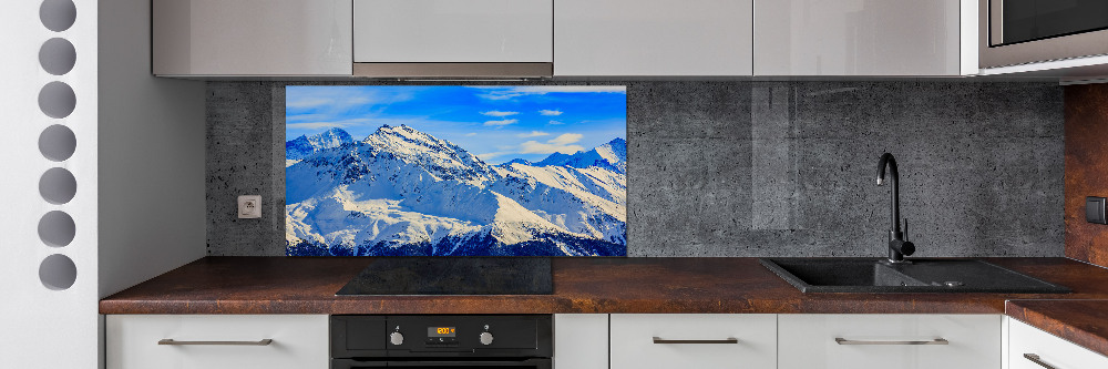 Crédence en verre avec motif Alpes en hiver