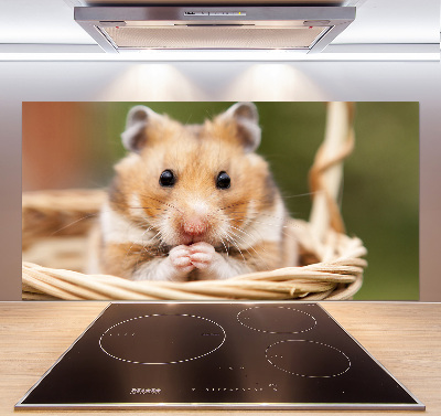 Crédence cuisine en verre trempé Hamster dans un panier