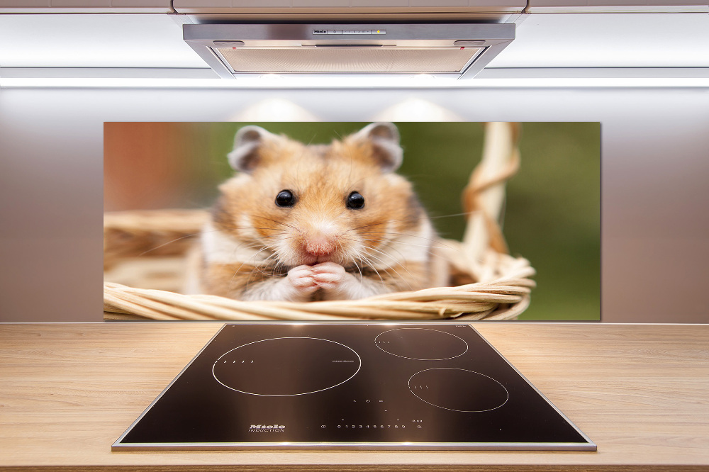 Crédence cuisine en verre trempé Hamster dans un panier