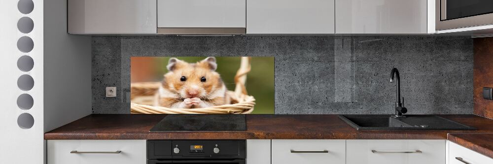 Crédence cuisine en verre trempé Hamster dans un panier