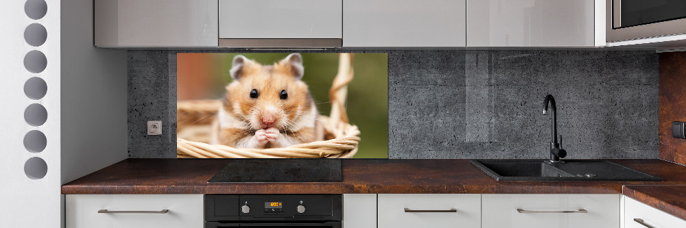 Crédence cuisine en verre trempé Hamster dans un panier