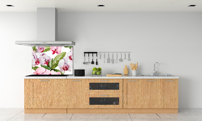 Crédence cuisine en verre trempé Orchidées roses