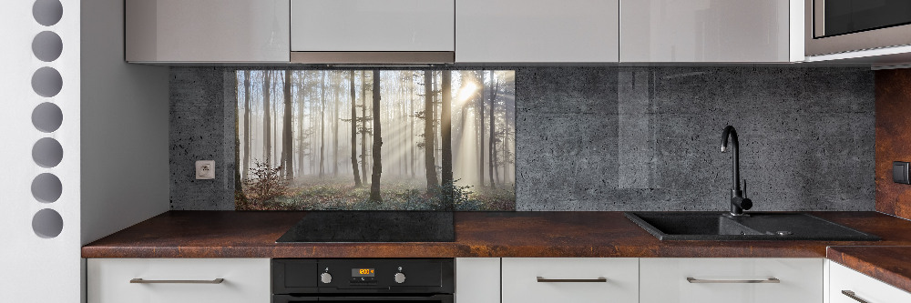 Crédence de cuisine en verre Brume dans la forêt