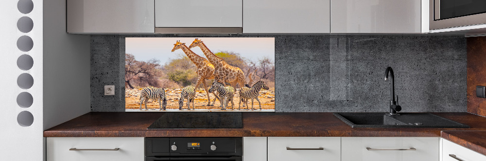 Crédence en verre avec motif Girafes et zèbres