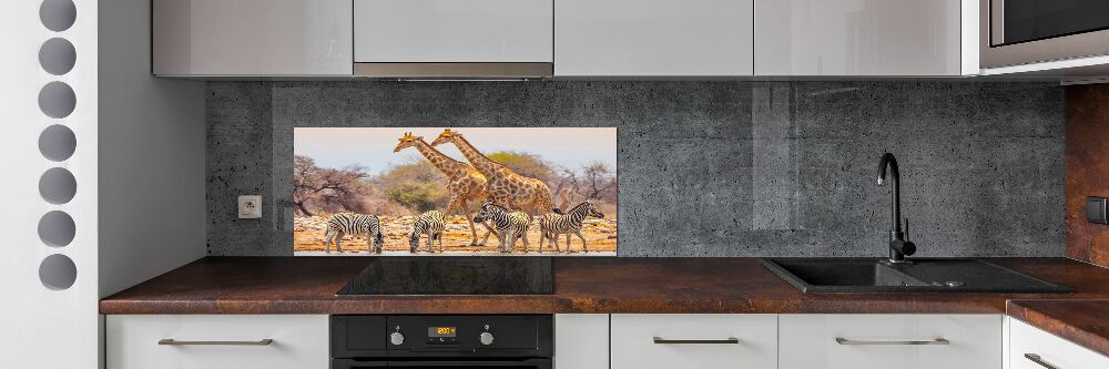 Crédence en verre avec motif Girafes et zèbres