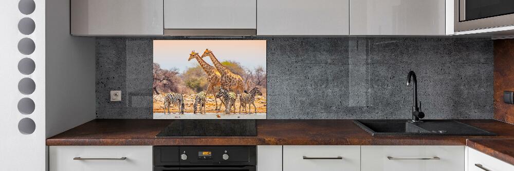 Crédence en verre avec motif Girafes et zèbres