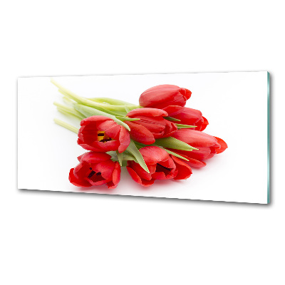 Crédence cuisine en verre Tulipes rouges