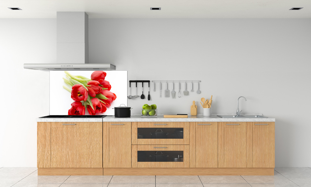 Crédence cuisine en verre Tulipes rouges