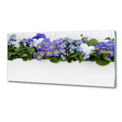 Crédence en verre trempé Fleurs bleues