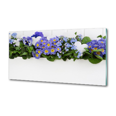 Crédence en verre trempé Fleurs bleues