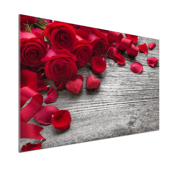 Crédence en verre avec motif Roses rouges