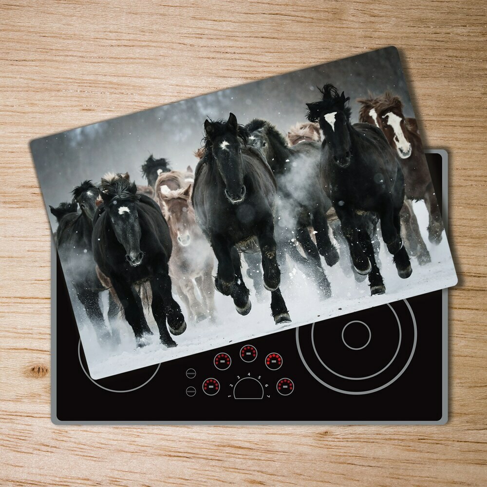 Protection plaque induction Chevaux au galop en hiver