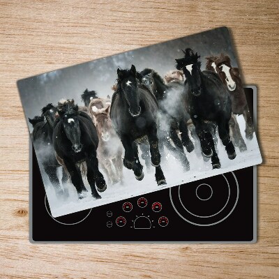 Protection plaque induction Chevaux au galop en hiver