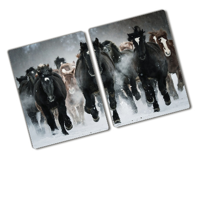 Protection plaque induction Chevaux au galop en hiver