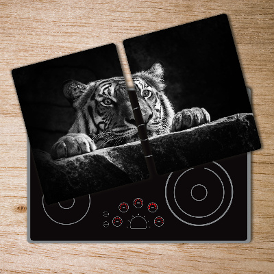 Protection plaque induction Tigre noir et blanc