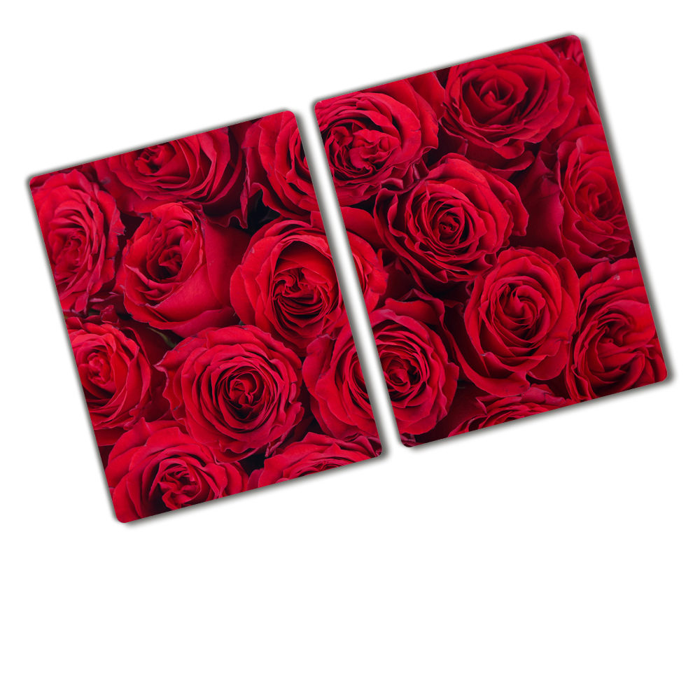 Protection pour plaque de cuisson Motif de roses rouges