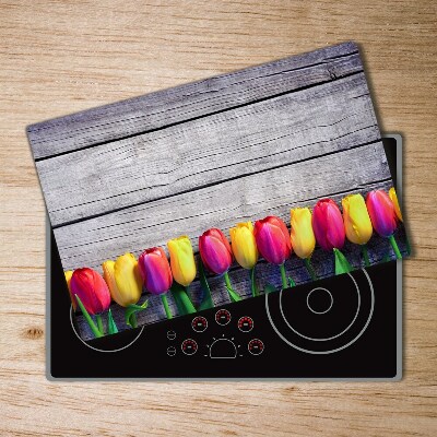 Protection pour plaque de cuisson Tulipes sur bois