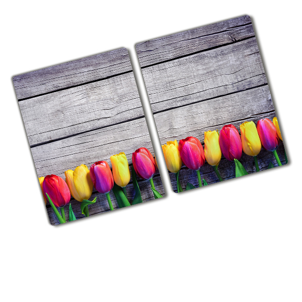 Protection pour plaque de cuisson Tulipes sur bois