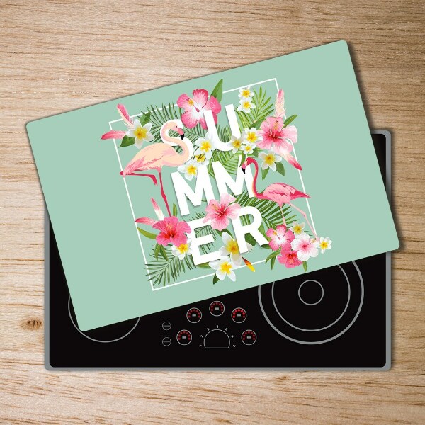 Protection plaque induction Vacances et flamants roses