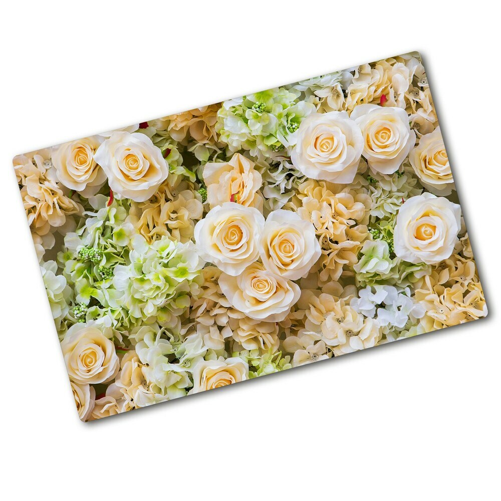 Protection pour plaque de cuisson Roses blanches