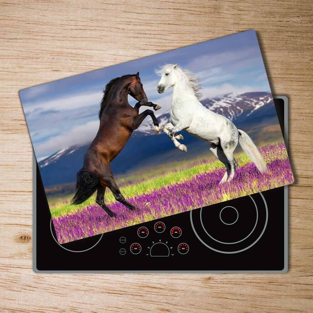 Protection plaque induction Chevaux de combat sur une montagne