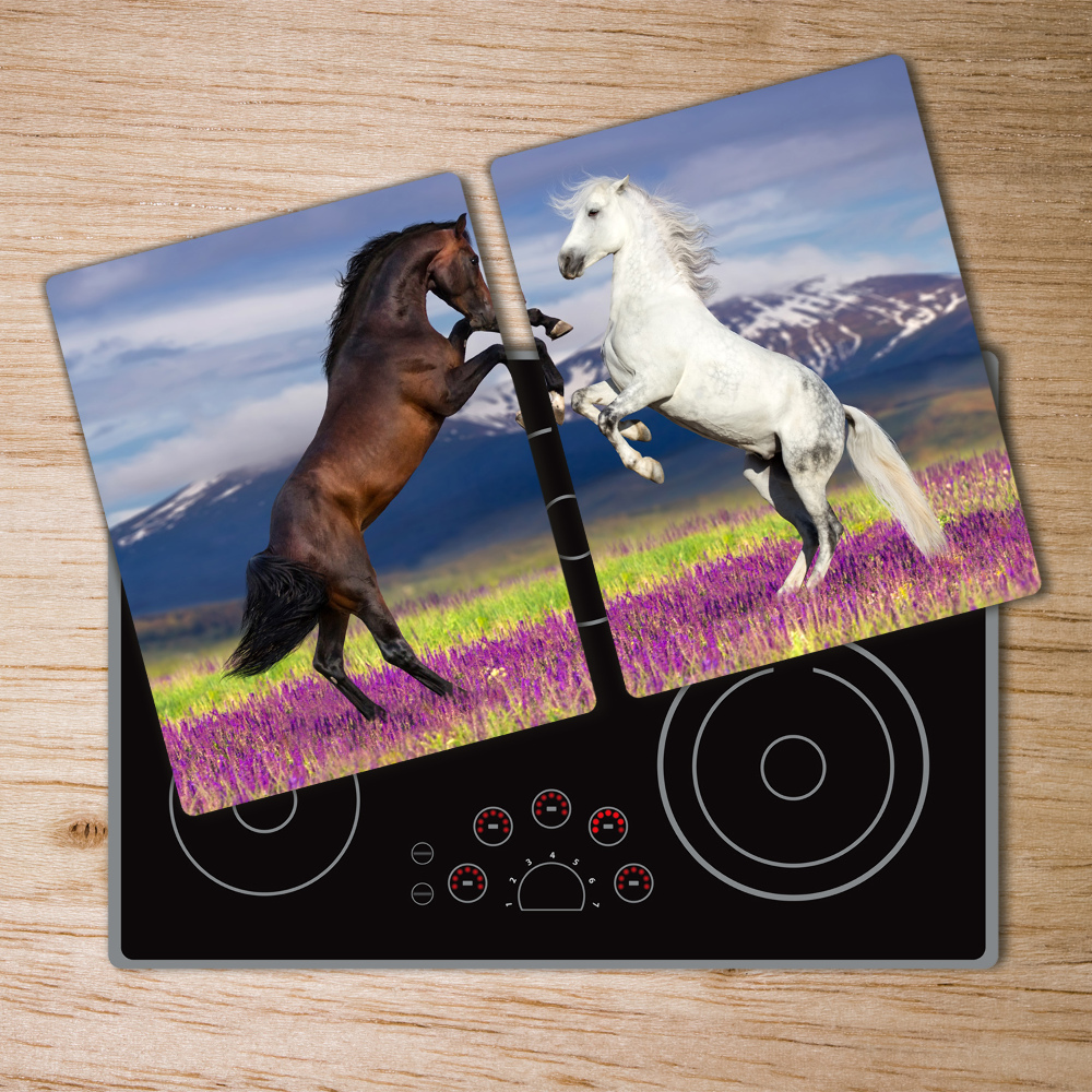 Protection plaque induction Chevaux de combat sur une montagne