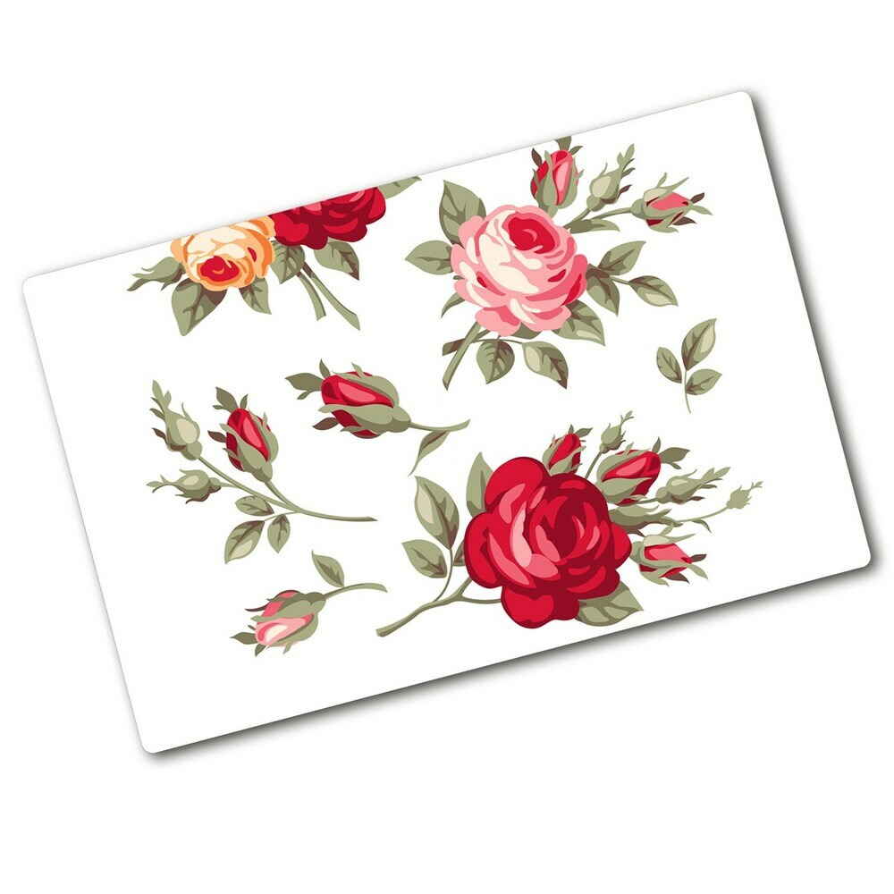 Cache plaque de cuisson Roses peintes