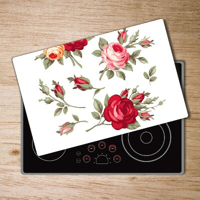 Cache plaque de cuisson Roses peintes