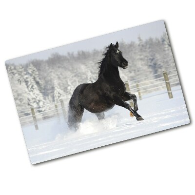 Protection plaque induction Cheval au galop dans la neige