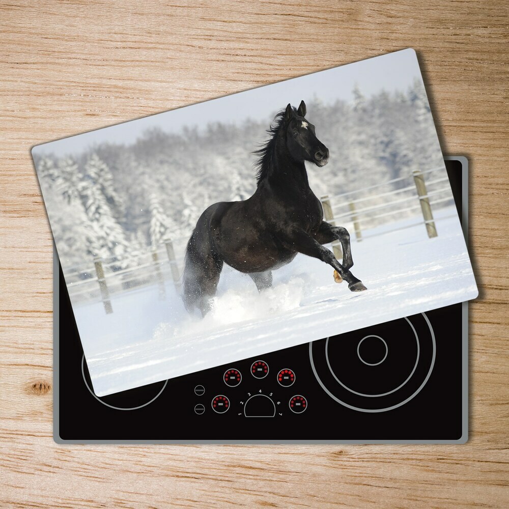 Protection plaque induction Cheval au galop dans la neige