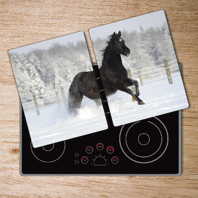 Protection plaque induction Cheval au galop dans la neige