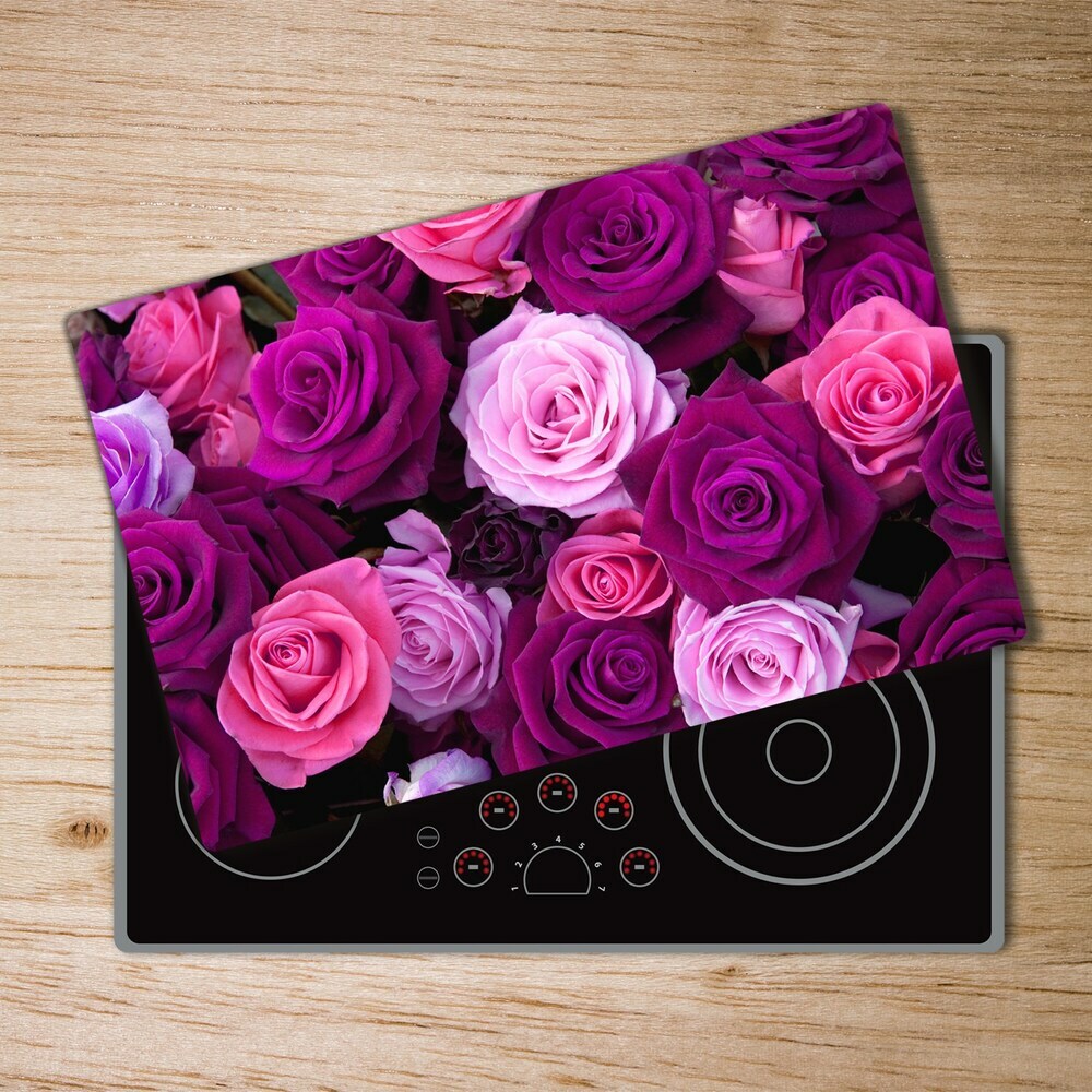 Protection pour plaque de cuisson Roses violettes