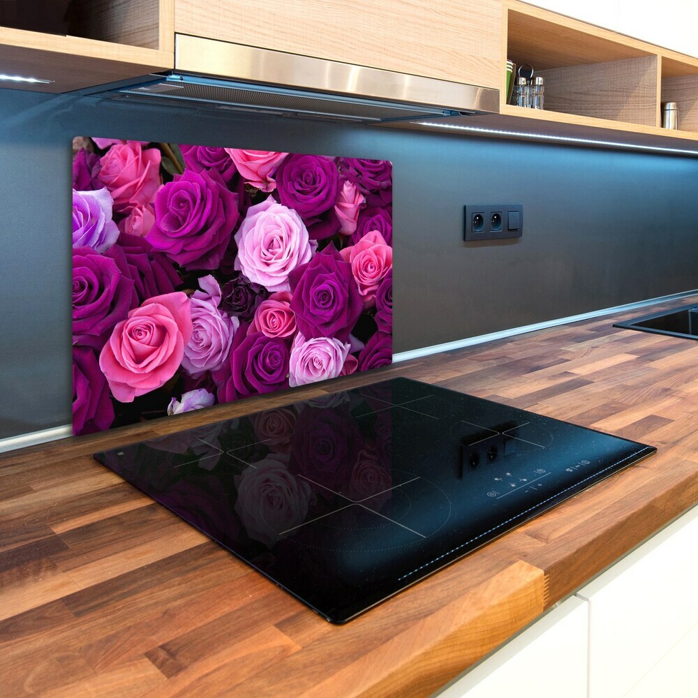 Protection pour plaque de cuisson Roses violettes